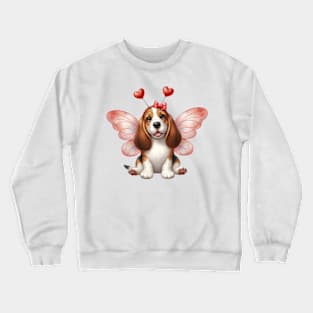 Valentine Fairy Basset Hound Dog Crewneck Sweatshirt